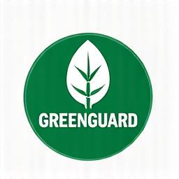Official GREENGUARD certification logo with a green circle and green leaf symbol.