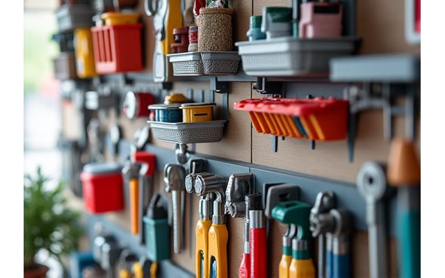 Variety of wall-mounted and portable organizers for tools